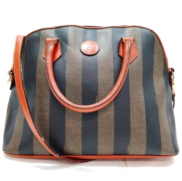 FENDI Pequin Crossbody Dome Bag Coated Canvas Shoulder Purse - Picture 1 of 1